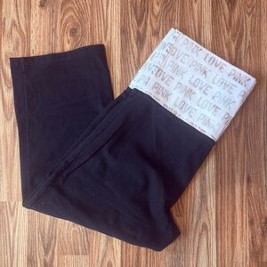 Victoria's Secret Black Leggings with Fold-Over Waistband Cropped Yoga Pants